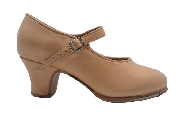 Chaussures de flamenco semi professionnelles en cuir beige par Flamencoexport