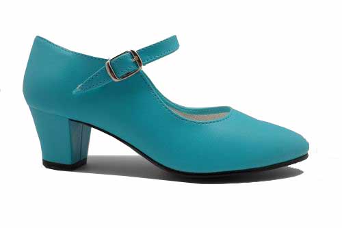 Chaussures de flamenco Turquoise avec lanière